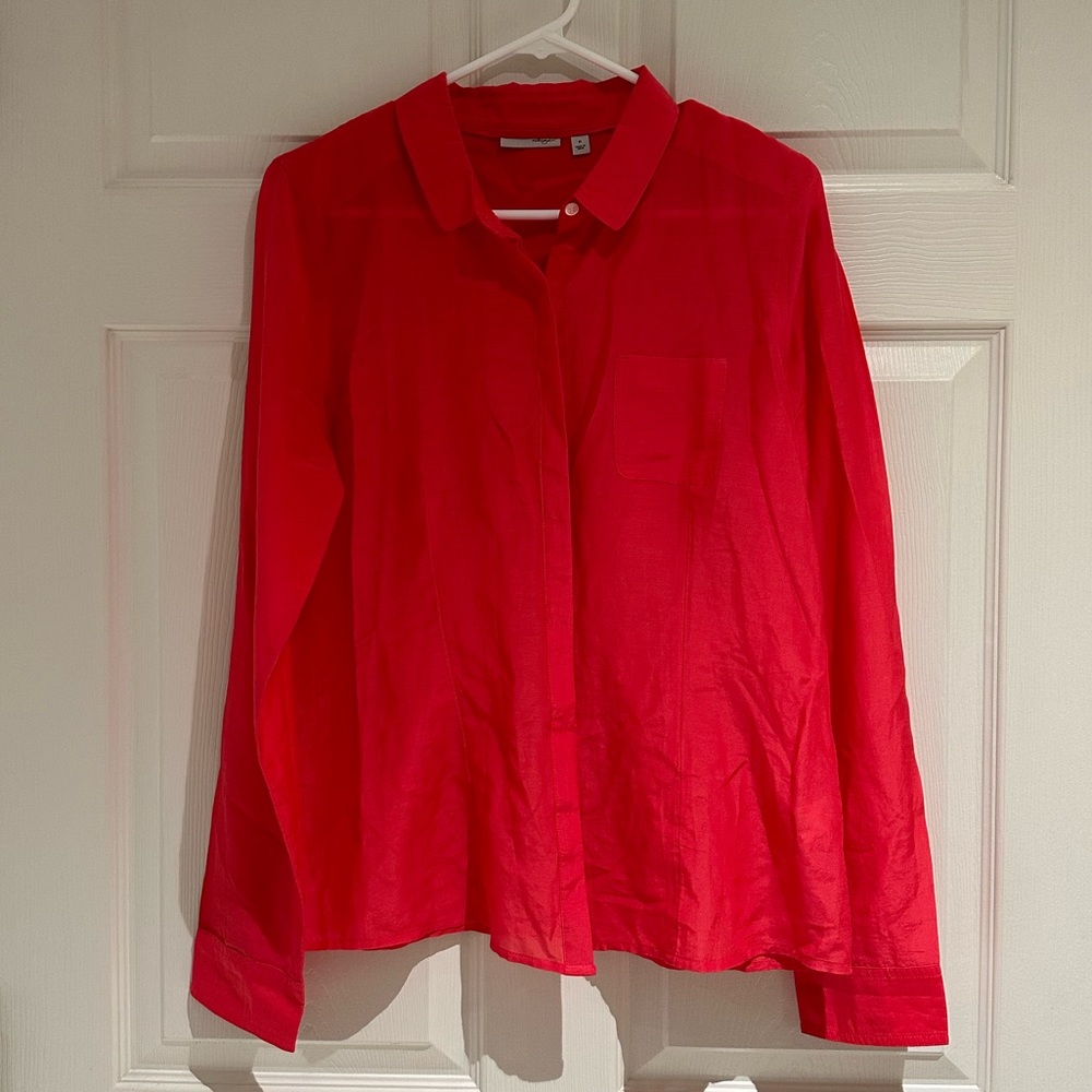 Halogen Red Long Sleeve Button Up